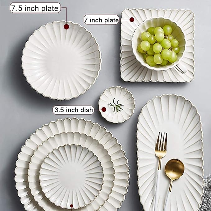 26 Pcs Dinnerware Sets, Porcelain Tableware Set with Plates and Bowls, White Ceramic Dinner Set for Home Kitchen and Dinning, Microwave and Dishwasher Safe, Service (White 18pcs)