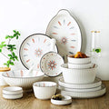 38 Pcs Dinnerware Sets, Chinese Style Porcelain Tableware Set with Plates and Bowls, White Ceramic Dinner Set for Home Kitchen and Dinning, Microwave and Dishwasher Safe, (White 23pcs)